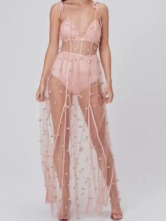 FOR LOVE AND LEMONS JASMINE ROSETTE MAXI DRESS SMALL - Picture 2 of 16
